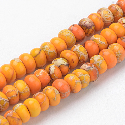 Orange Foncé Regalite synthétique / jaspe impérial / perles de jaspe de sédiments marins, teint, rondelle, orange foncé, 8~8.5x4.5~5mm, Trou: 1mm, Environ 80 pcs/chapelet, 15.7 pouce