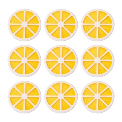 Amarillo Colgantes de la resina, con polvo del brillo, limón, amarillo, 34~35x3~4 mm, agujero: 2 mm