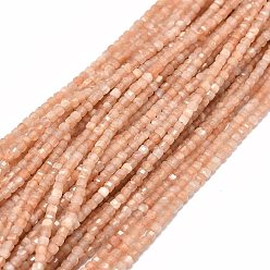 Peach Moonstone Natural Peach Moonstone Beads Strands, Cube, 2x2x2mm, Hole: 0.6mm, about 173pcs/strand, 15.55''(39.5cm)