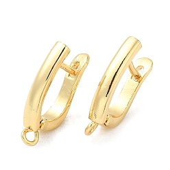 Golden Brass Hoop Earrings Finding, with Horizontal Loop, U-shape, Golden, 18x11.5x3.5mm, Hole: 1.5mm