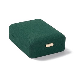 Темно-Зеленый Подарочные коробки для ожерелий из искусственной кожи, с железной короной, кубоид, темно-зеленый, 10.35x7.65x3.6 см, внутренний диаметр: 92x67 мм