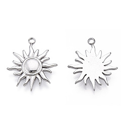Stainless Steel Color 201 Stainless Steel Pendants, Sun, Stainless Steel Color, 18.5x16x2mm, Hole: 1.4mm