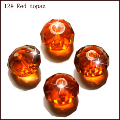 Naranja Rojo Imitación perlas de cristal austriaco, aaa grado, facetados, Rondana plana, rojo naranja, 10x7 mm, agujero: 0.9~1 mm