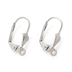 Stainless Steel Color 304 Stainless Steel Leverback Earring Findings, with Loop, Stainless Steel Color, 19x12x6mm, Hole: 1.5mm, Pin: 0.8mm