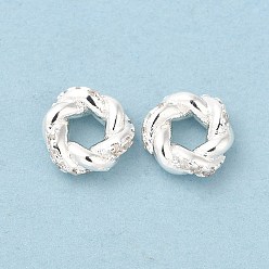 Серебро Латунные микро проложить кубических циркония шарики прокладки, твист кольцо, серебряные, 7.5x2.5 мм, отверстие : 3 мм