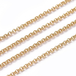 Настоящее золото 18K Паяные цепи из латуни, отрыгивающая цепь, долговечный, с катушкой, реальный 18 k позолоченный, 2x1 мм, около 16.4 футов (5 м) / рулон