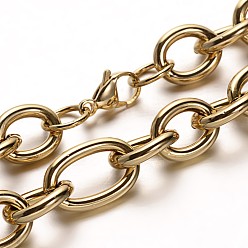 Golden 304 Stainless Steel Mother and son Chain Necklaces, with Lobster Clasps, Golden, 17.7 inch(44.9cm)
