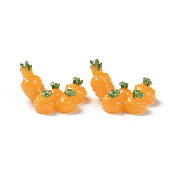 Orange Adorables cabochons en résine opaque, carottes, orange, 17.5x27x16mm