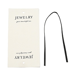 Dentelle Vieille Cartes d'affichage en polyester, pour présentoir d'accessoires de bijoux, rectangle avec mot bijoux, vieille dentelle, 13x6.5x0.01 cm, Trou: 5mm