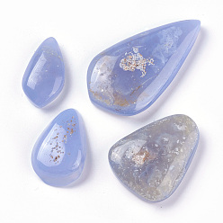 Chalcedony Natural Blue Chalcedony Cabochons, teardrop, 34~62.2x18.6~33.8x8.5~10.5mm