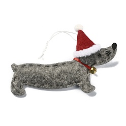 Gray Dachshund Non-woven Fabric Pendant Decorations, for Christmas Tree Hanging Ornaments, Gray, 175~185mm