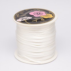 White Nylon Thread, Rattail Satin Cord, White, 1mm, about 87.48 yards(80m)/roll