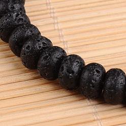 Lava Rock Rondelle Natural Lava Rock Bead Strands, 10x6mm, Hole: 1mm, about 62~65pcs/strand, 14~15.5 inch