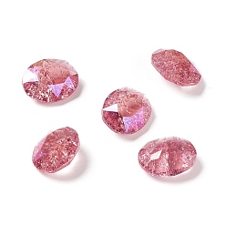 Rosa Cabujones de diamantes de imitación de cristal estilo claro de luna crepitante, espalda y espalda planas, oval, rosa, 10x8x4 mm