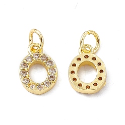 Letter O Real 18K Gold Plated Brass Micro Pave Clear Cubic Zirconia Charms, with Jump Ring, Letter.O, 11x8x2.5mm, Hole: 3.4mm