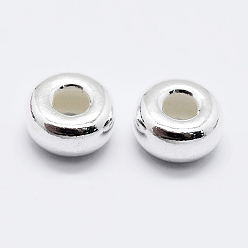 Серебро 925 шарики стерлингового серебра, рондель, серебряные, 4.5x2 мм, отверстие : 1.2 мм