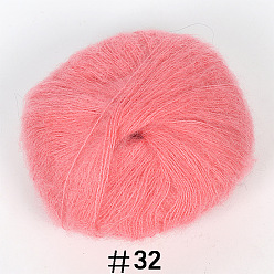 Salmon 25g Angora Mohair Wool Knitting Yarn, for Shawl Scarf Doll Crochet Supplies, Salmon, 1mm