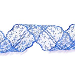 Medium Blue Polyester Lace Trim, Lace Ribbon For Sewing Decoration, Medium Blue, 45mm, about 1- 3/4 inch(45mm) wide, about 10.93 yards (10m)/roll