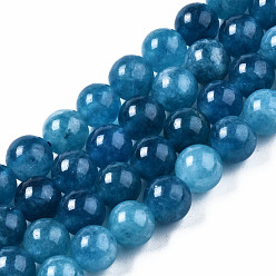 Steel Blue Natural Quartz Beads Strands, Dyed, Round, Steel Blue, 8mm, Hole: 1~1.2mm, about 45~46pcs/strand, 14.76 inch(37.5cm)