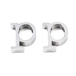 Letter P 304 Stainless Steel Pendants, Stainless Steel Color, Letter, Letter.P, 12x9x3mm, Hole: 1.8mm