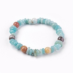 Amazonite Stretch Bracelets, with Natural Flower Amazonite Beads, 2-3/8 inch(6.2cm)