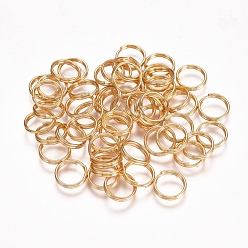 Golden 304 Stainless Steel Split Rings, Double Loops Jump Rings, Golden, 8x1.5mm, about 6.5mm inner diameter, Single Wire: 0.75mm
