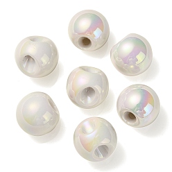 Old Lace UV Plating Rainbow Iridescent Acrylic Beads, Round, Old Lace, 18.5x19x19mm, Hole: 4mm