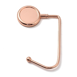 Rose Gold Zinc Alloy Bag Hangers, Purse Hooks, with Thick Right Angled Hook, Round, Rose Gold, 10~11.4x7.2x3.85x0.4~0.7cm, Tray: 3cm
