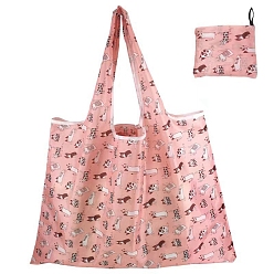 Cat Shape Складные сумки для продуктов из ткани Оксфорд, многоразовые непромокаемые сумки для покупок, с сумкой и ручкой для сумки, форма кошки, 68x58 см