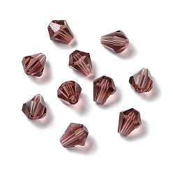 Brun Rosé  Verre imitation perles de cristal autrichien, facette, diamant, brun rosé, 10x9mm, Trou: 1mm