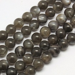Black Moonstone Natural Black Moonstone Beads Strands, Round, 6mm, Hole: 1mm, about 65pcs/strand, 15.7 inch
