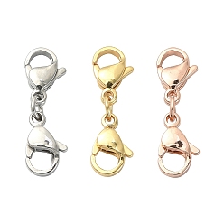 Mixed Color 3Pcs 3 Colors 304 Stainless Steel Double Lobster Claw Clasps, with Jump Rings, Mixed Color, 24mm, 1pc/color