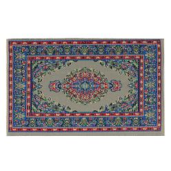 Azul Royal Alfombras de seda en miniatura de estilo étnico, alfombra turca tejida, para la decoración de la casa de muñecas, Rectángulo, azul real, 100x160x1 mm