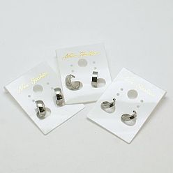 Stainless Steel Color Fashion 304 Stainless Steel Huggie Hoop Earrings, Hypoallergenic Earrings, Stainless Steel Color, 8.5~9x9.5x2~3.5mm, Pin: 0.5mm