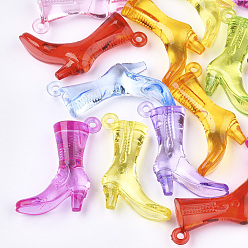 Mixed Color Transparent Acrylic Pendants, Boots, Mixed Color, 39x34x10mm, Hole: 2.5mm, about 135pcs/500g