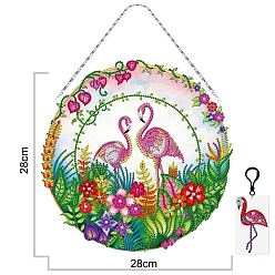 Flamingo Shape Diy пластиковый подвесной знак набор для алмазной живописи, для украшения дома, круг, Фламинго, 280x280 мм