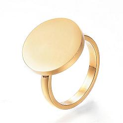 Oro 304 anillos de dedo del acero inoxidable, plano y redondo, dorado, tamaño mixto: 16~19 mm