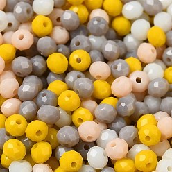 Amarillo Perlas de vidrio, facetados, Rondana plana, amarillo, 4x3 mm, agujero: 0.4 mm, Sobre 820 unidades / 60 g