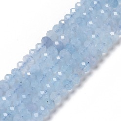 Aigue-marine Aigue-marine naturelle brins de perles, rondelle, facette, 5~6x3.5~4mm, Trou: 1mm, Environ 67 pcs/chapelet, 15.75 pouce (40 m)