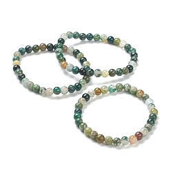 Indian Agate Natural Indian Agate Beaded Stretch Bracelets, Round, Beads: 6~6.5mm, Inner Diameter: 2-1/4 inch(5.55cm)