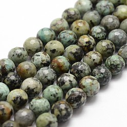 Turquoise Africaine Brins de perles turquoises africaines naturelles (jaspe), facette, ronde, 10mm, Trou: 1mm, Environ 37 pcs/chapelet, 14.9 pouces ~ 15.1 pouces