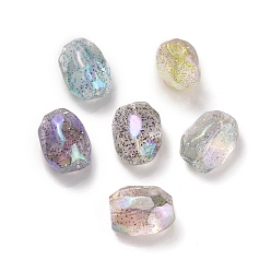 Mixed Color UV Plating Rainbow Iridescent Acrylic Beads, with Glitter Powder, Oval, Mixed Color, 21x16x13mm, Hole: 3mm