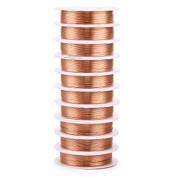 Raw Alambre de cobre redondo desnudo, alambre de cobre crudo, alambre artesanal de joyería de cobre, chocolate, 26 calibre, 0.4 mm, aproximadamente 39.37 pies (12 m) / rollo, 10 rollos / juego