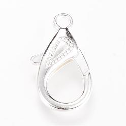 Silver Alloy Lobster Claw Clasps, Silver Color Plated, 29.5~30x14x5.5mm, Hole: 4mm