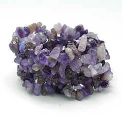 Amethyst Gemstone Chip Bracelets, Natural Amethyst Chips Jewelry,  about 51mm in diameter