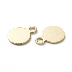 Real 24K Gold Plated Brass Charms, Stamping Blank Tag, Long-Lasting Plated, Flat Round, Real 24K Gold Plated, 8.5x6x0.5mm, Hole: 1.5mm