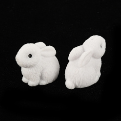 Белый Флокированные пластиковые бусины, половина пробурено бисера, кролик, белые, 17.5x21x12 мм, отверстие : 1 мм