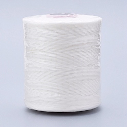 White Waxed Polyester Cord for Jewelry Making, Flat, White, 0.7mm, about 743.65 yards(680m)/roll