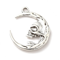 Antique Silver Alloy Pendant, Moon, Antique Silver, 27x23.5x4mm, Hole: 2.3mm