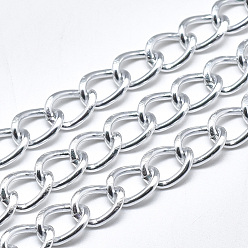 Silver Aluminium Curb Chains, with Spool, Unwelded, Silver, 11.5x8x1.8mm, about 82.02 Feet(25m)/roll